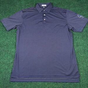Peter Millar Summer Comfort Polo Shirt Mens L Blue Striped Short Sleeve